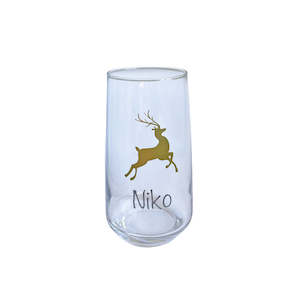 Personalised Gold Reindeer Christmas Glass