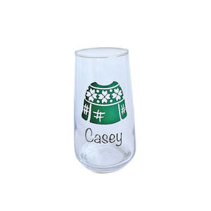 Personalised Ugly Sweater Christmas Glass