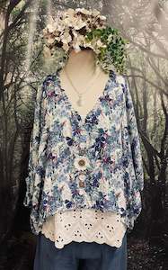 Womenswear: #5176 Blue tone floral cotton overtop