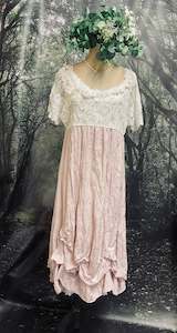 Womenswear: #5172 Lace and Roses dress with soft pink satin skirt