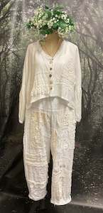 #5171 Linen patchwork Lace pants