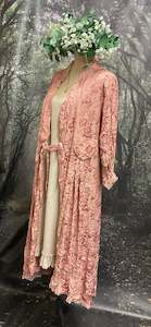 #5169 Pink Satin Brocade Duster coat