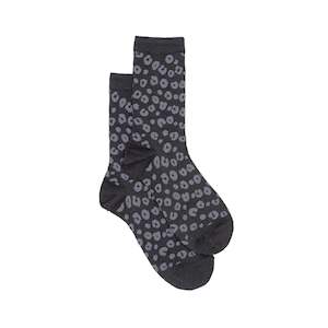 Antler Lurex Cheetah Sock Black