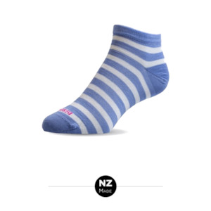 Nz Sock Company: Womens Merino Low Cut Liner Soft Blue/White