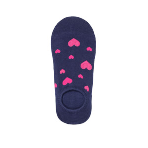 Antler No Show Navy/Pink Hearts