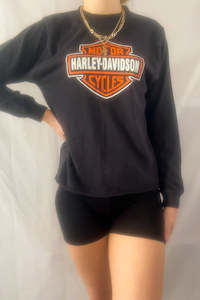 Clothing: Harley Davidson Cropped Long Sleeve Tee - Small