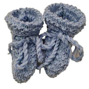 Handmade Woollen Baby Booties - Blue