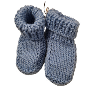 Handmade Woollen Baby Booties / Slippers - Pale Blue 3mths+