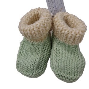 Handmade Woollen Baby Booties / Slippers - Sage Green 3mths+