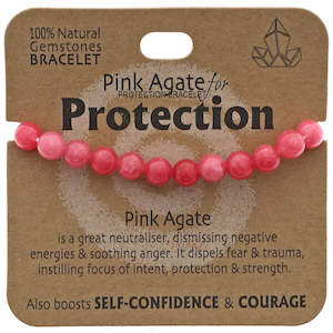 Natural Gemstone Bracelet - Pink Agate for Protection