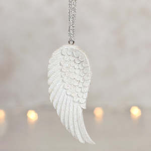 Single Angel Wing Glitter Hanging Decoration