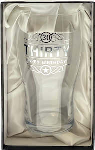 30th Beer Glass - 20oz/550ml