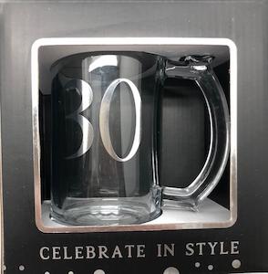 Special Occasion: 30th Glass Tankard - 18oz/500m