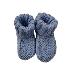 Handmade Woollen Baby Booties - Blue