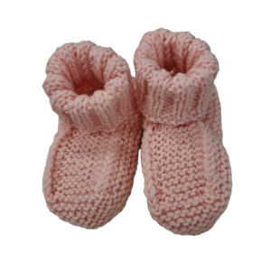 Handmade Woollen Baby Booties - Pink