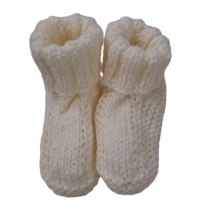 Handmade Woollen Baby Booties - White