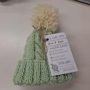 Handmade Woollen Hat - Soft Green Newborn