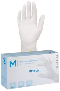 White Nitrile Powder Free Gloves - Medium