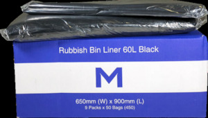 Sanitary disposal: 60 Litre Black Rubbish Bags