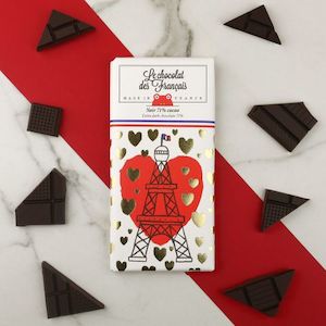 Chocolat des Francais Tour Eiffel Coeur Dark Choc Bar 80g