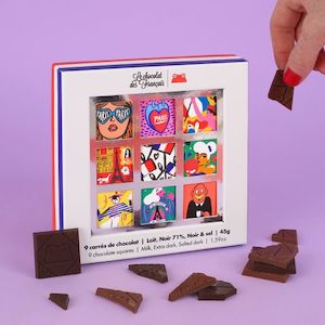 Chocolat des Francais Box of 9 Organic Chocolate Squares