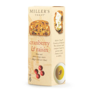 Dairy product wholesaling: Miller's Toast Cranberry & Raisin 100g