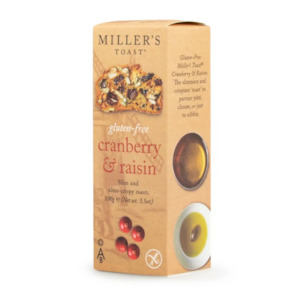 Dairy product wholesaling: Miller's Toast - Gluten Free Cranberry & Raisin 100g