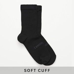 Merino Wool Soft Cuff Crew Socks | WOMAN | Black Rib