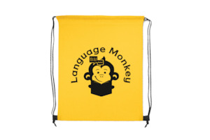 Books: Language Monkey Drawstring Bag