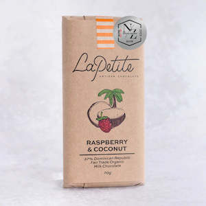 Raspberry & Toasted Coconut Milk Chocolate <br>37% Dominican Republic