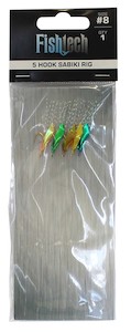 FISHTECH - 5 HOOK SABIKI RIG - SIZE #8 (1 per pack)