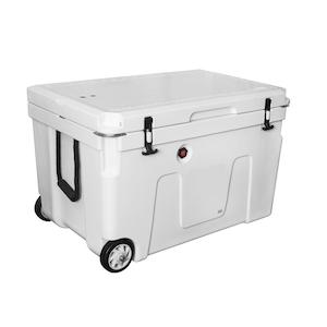 Sporting equipment: SOUTHERN OCEAN - 140L COOLER BIN WITH WHEELS AND VENT VALVE