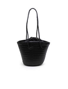 Footwear: Woven Bucket Bag - Black