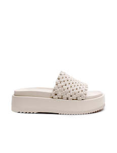 Footwear: Knotted Platform Slide - Milk