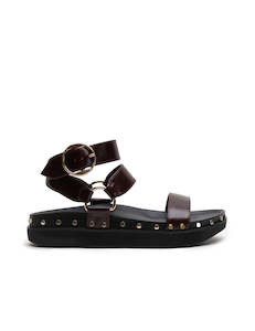 Footwear: Studded Sandal - Black Cherry