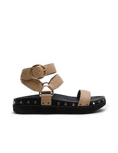 Footwear: Studded Sandal - Beige