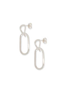 Footwear: Paper Clip Large Earring - Silver