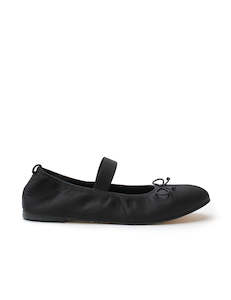 Footwear: Ballet Flat - Black Satin