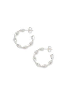 Footwear: Twisted Medium Hoop - Silver