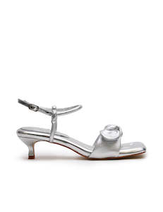 Bow Kitten Heel - Silver