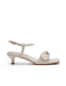 Footwear: Bow Kitten Heel - Cream