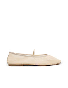 Footwear: Net Ballet Flat - Cream