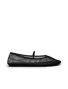 Footwear: Net Ballet Flat - Black