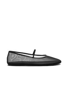 Footwear: Mesh Ballet Flat - Black