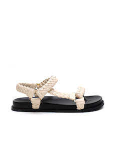 Footwear: Elke Braided Sandal - Cream