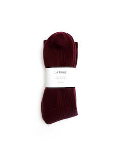 Footwear: Cashmere Bed Sock - Oxblood