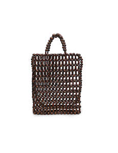 Footwear: Gia Beaded Tote - Brown