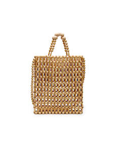 Footwear: Gia Beaded Tote - Natural