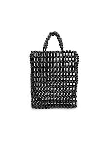 Footwear: Gia Beaded Tote - Black