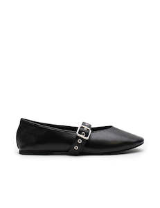 Footwear: Eilwen Ballet Flat - Black/Silver